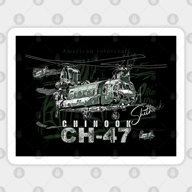 CH-47 Chinook helicopter Sticker by aeroloversclothing